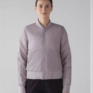 Lululemon nonstop bomber Reversible grey jacket size 6 gray zip up coat puffer